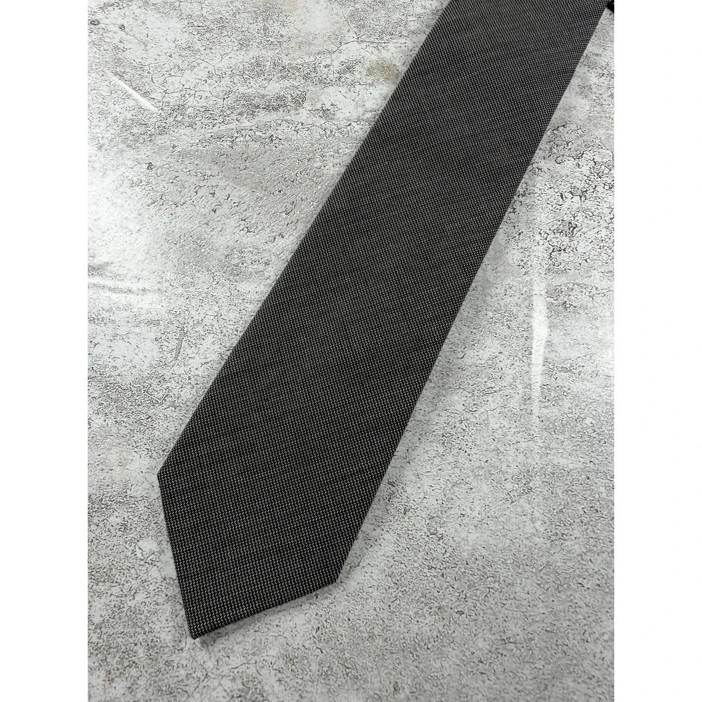 Bar III Tie Mens One Size Gray Slim Geometric Woven Logo Cotton Polyester